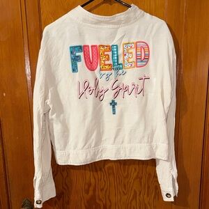 White Graphic Jean Jacket